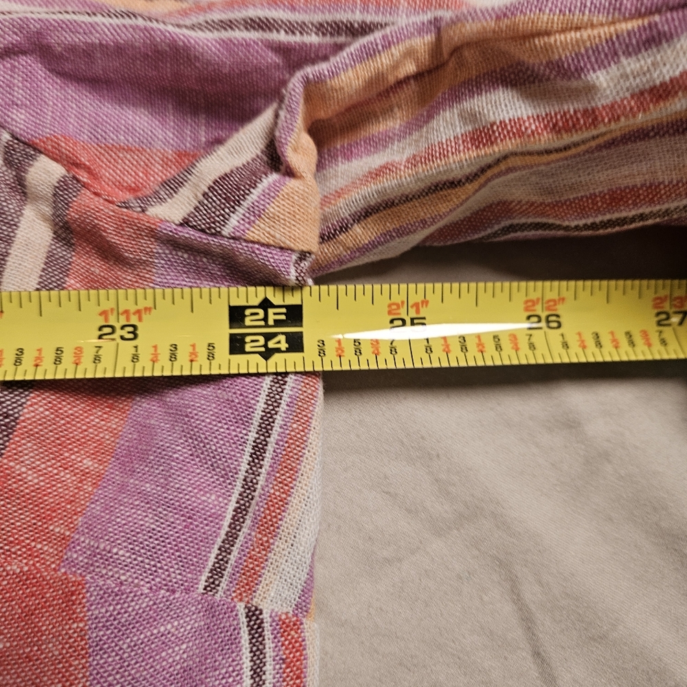 Naturals D&Co. Women's LP Linen Blend Striped Button-Down Multi-Color Top - Picture 6 of 10